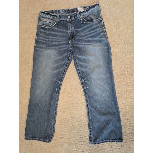 Ariat Jeans Mens Size 38x30 Blue Denim Low Rise Boot 100% Cotton - Picture 1 of 11